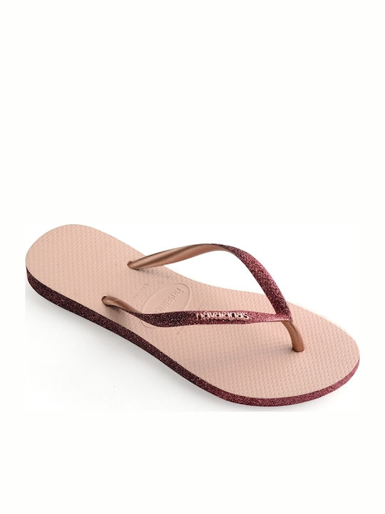 Slim Sparkle II Σαγιονάρες σε Ροζ Χρυσό Χρώμα