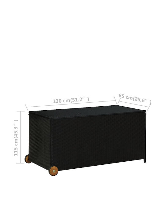 vidaXL Μπαούλο Αποθήκευσης Εξωτερικού Χώρου Rattan Μαύρο Μ120xΠ60xΥ61εκ.