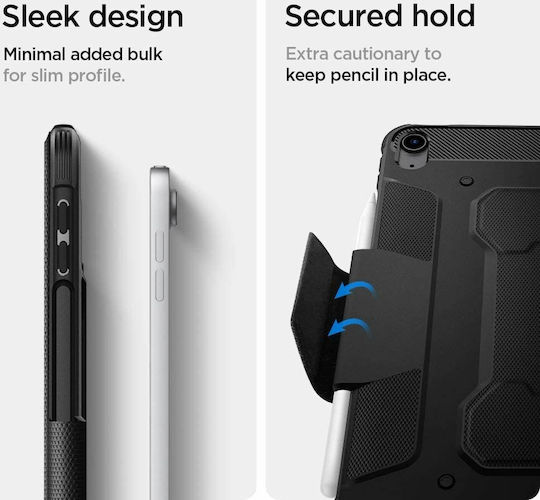 Spigen Rugged Armor Pro Flip Cover Ανθεκτική Μαύρη (iPad Air 4 2020, iPad Air 5 2022)
