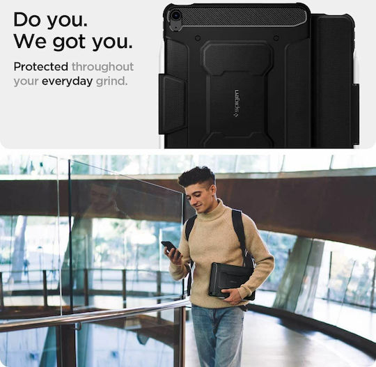 Spigen Rugged Armor Pro Flip Cover Ανθεκτική Μαύρη (iPad Air 4 2020, iPad Air 5 2022)