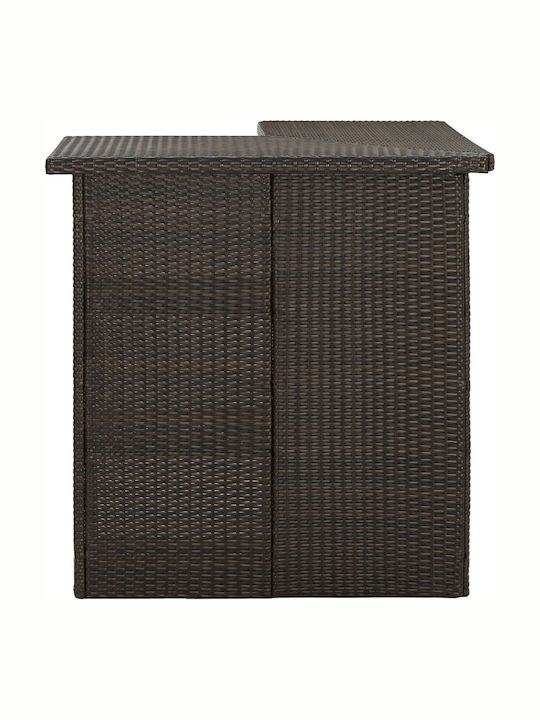 Tisch Bar für Außenbereich Rattan Stabil Brown 100x50x105cm