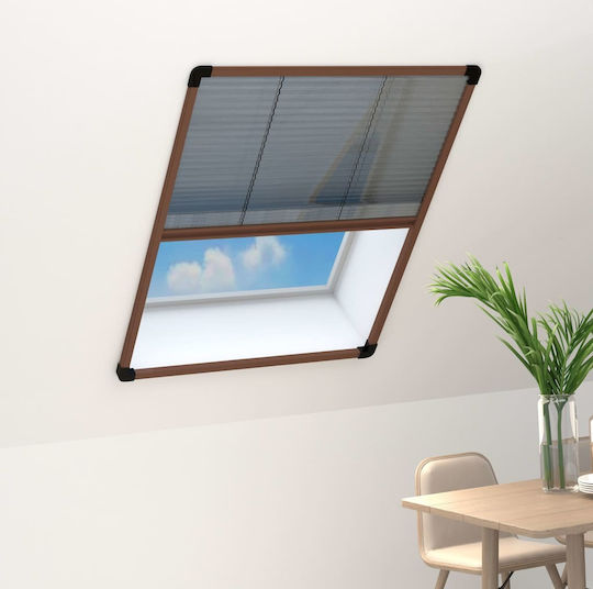 vidaXL Mosquito Net Window Pleated Fiberglass Brown with Frame 80x60cm