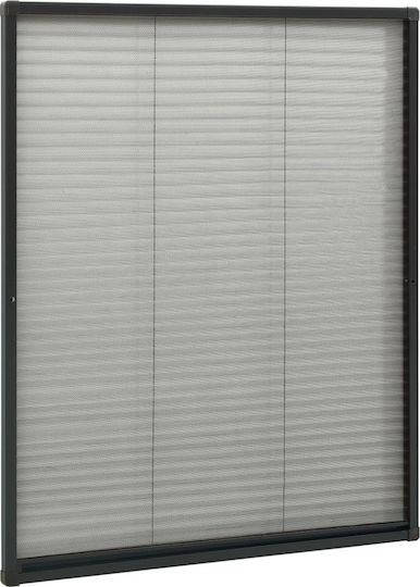 vidaXL Fiberglass Pleated Window Mosquito Net Black With Frame 100x80cm