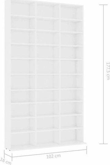 vidaXL Floor Standing Case White 102x23x177.5cm