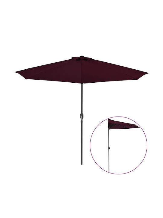 Round Aluminum Garden Parasol Burgundy Diameter 3xHeight 2.53m