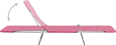 vidaXL Foldable Steel Beach Sunbeds Pink 182x55x24cm 2pcs