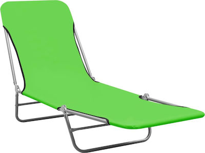 vidaXL Foldable Steel Beach Sunbeds Green 182x55x24cm 2pcs