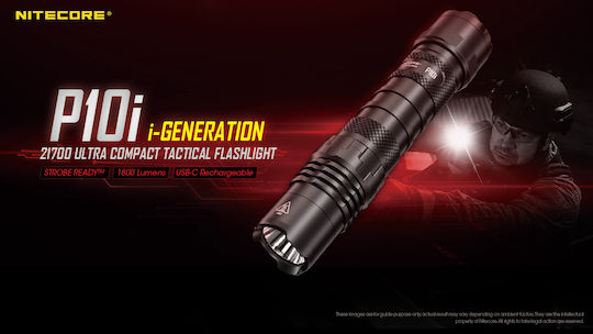 NiteCore Επαναφορτιζόμενος Φακός LED IP68 με Μέγιστη Φωτεινότητα 1800lm P10i Precise Tactical Ready