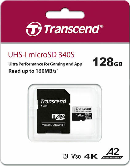 Transcend 340S microSDXC 128GB U3 V30 A2 UHS-I 160MB/s Memory Card with Adapter