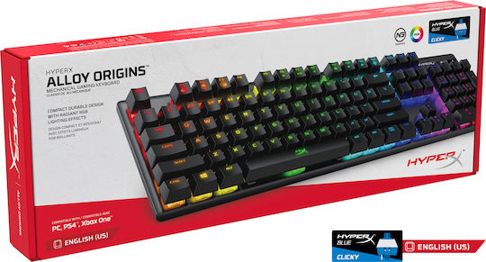 HyperX Alloy Origins Gaming Mechanical Keyboard with HyperX Blue Switches and RGB Lighting English US
