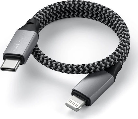 Satechi Braided USB-C to Lightning Cable 60W Μαύρο 0.25m (ST-TCL10M)