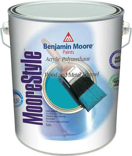 Benjamin Moore Ακρυλικό Ριπολίνη Πολυουρεθανικό Νερού MooreStyle 0.75lt Λευκό Γυαλιστερό