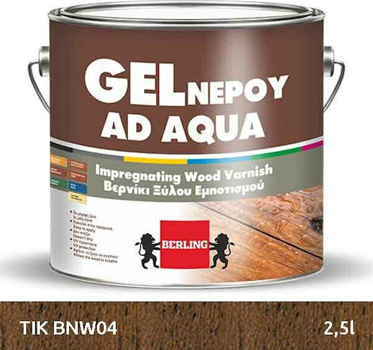 Berling Gel Ad Aqua Impregnation Varnish Water Teak Light Satin 2.5lt