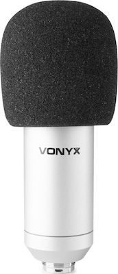 Vonyx Condenser USB Microphone CMS300 Shock Mounted/Clip On for Voice In Silver Colour