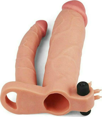 Lovetoy Add 3" Vibrating Double Penis Sleeve Flesh