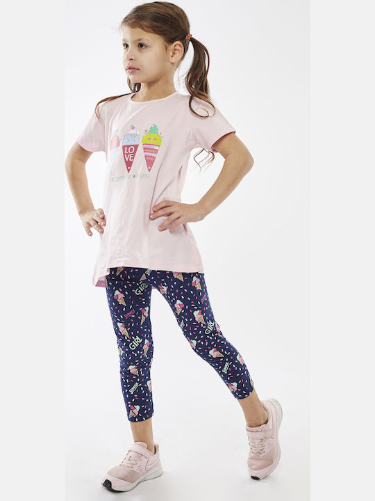 Εβίτα Kids Set with Leggings Summer 2pcs Pink