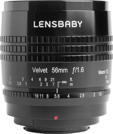 Lensbaby Пълен кадър Фотообектив Velvet 56 Стандартен / Macro за Фуджифилм Икс Монтаж Черен