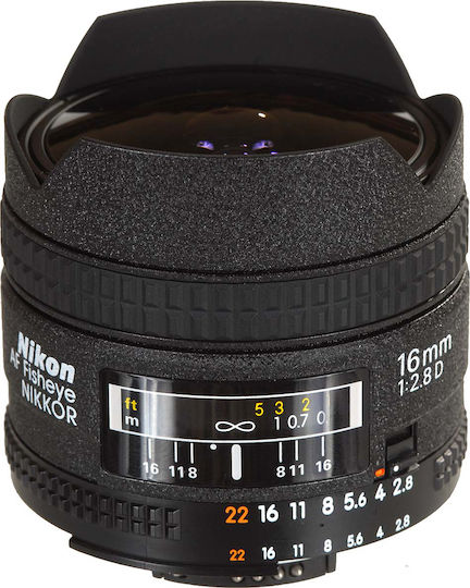 Nikon Voller Rahmen Kameraobjektiv AF Nikkor 16mm f/2.8D Fisheye für Nikon F Mount Black