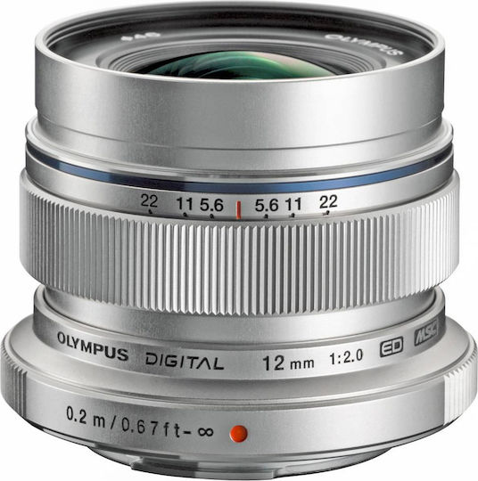 Olympus Crop Kameraobjektiv M.Zuiko Digital ED 12mm 1:2.0 Weitwinkel für Micro Four Thirds (MFT) Mount Silver