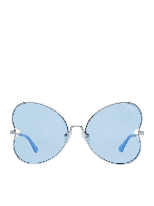 Victoria's Secret Women's Sunglasses with Silver Metal Frame and Light Blue Lens PK0012 16X