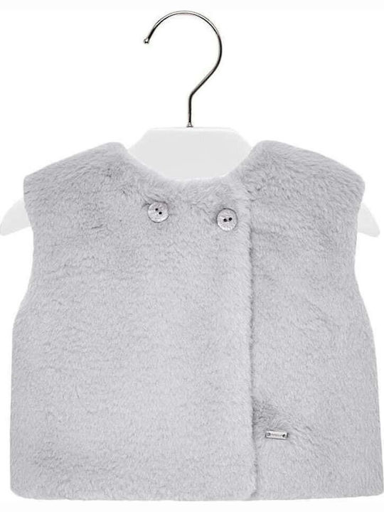 Mayoral Girls Furry Vest with Buttons Gray