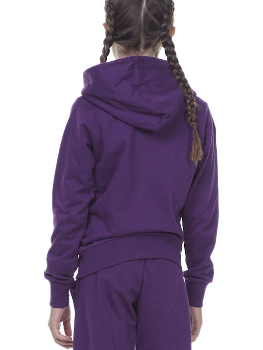 Kids Sweatshirt Cardigan with Hood and Pockets Purple