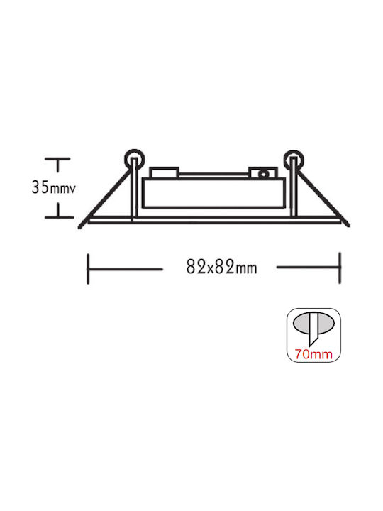 Aca Square Metallic Frame for Spot GU5.3 MR16 Adjustable Silver 8.2x8.2cm. 1pcs