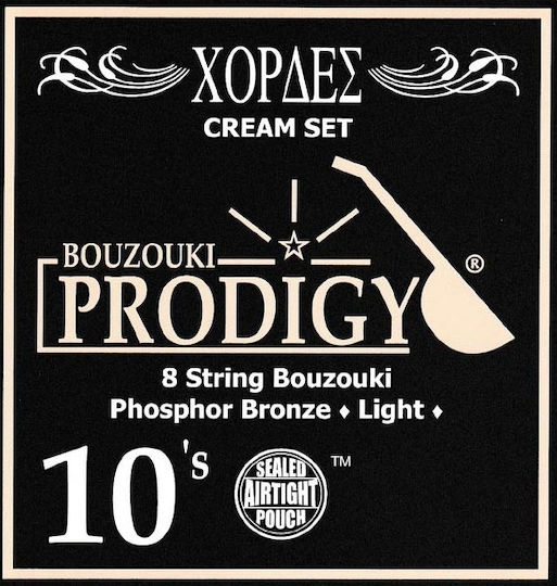 Prodigy Set of Phosphor Bronze Strings for Bouzouki Cream 8 String Bouzouki 10 - 28"