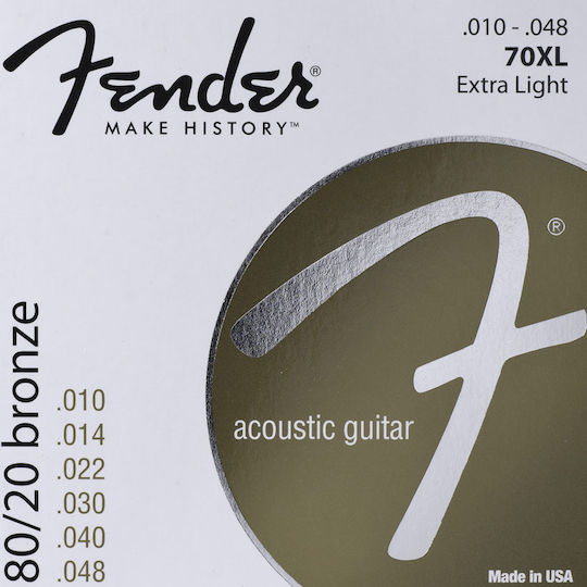 Fender 70XL 80/20 Bronze Wound Σετ Χορδών Bronze Ακουστικής Κιθάρας 10 - 48" Extra Light