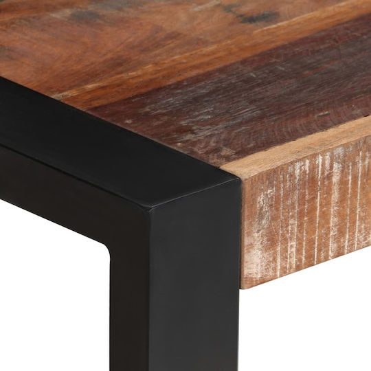 Square Kitchen Table from Solid Wood and Metal Brown 70x70x75cm