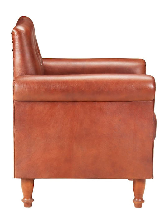 Μπάρελ Πολυθρόνα από Γνήσιο Δέρμα Καφέ 70x54x73cm