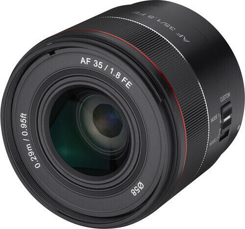 Samyang Пълен кадър Фотообектив AF 35mm f/1.8 FE Широк ъгъл за Sony E Монтаж Черен