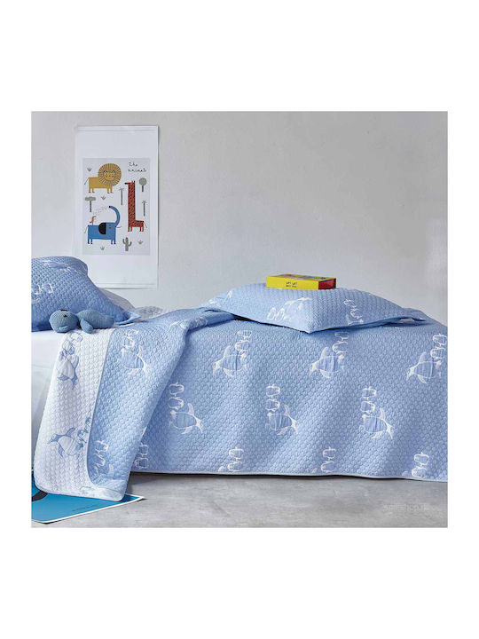 Kentia Skipper 19 Βρεφικό Κουβερλί Διπλής Όψης από Πολυεστέρα Γαλάζιο 80x100cm