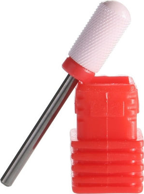Safety Nail Drill Ceramic Bit with Barrel Head Red