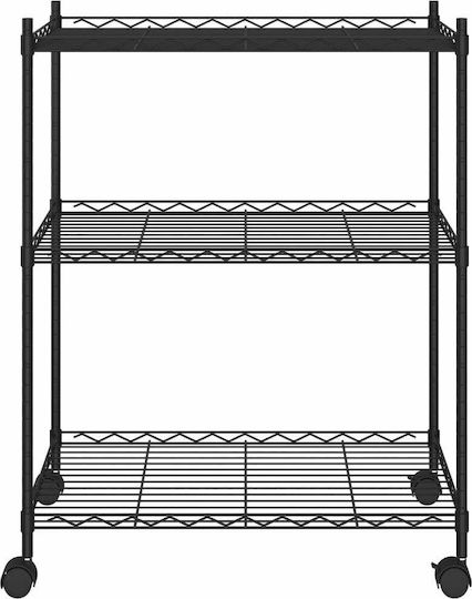 vidaXL Metallisches Küchenwagen Mit 3 Ebenen Schwarz 60x35x81cm
