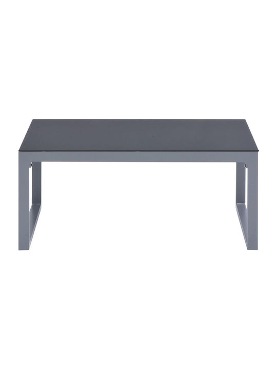 Rectangular Central Aluminum Coffee Table Gray M90xW50xH40cm