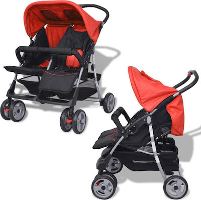 vidaXL Doppelter Kinderwagen Geeignet ab 6+ Monaten Red & Black