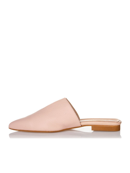 Sante Flat Leather Mules Pink