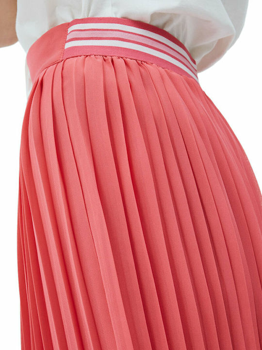 Plisat Midi Fustă Fuchsia