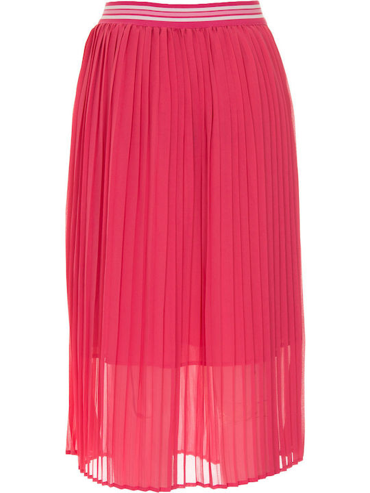 Plisat Midi Fustă Fuchsia