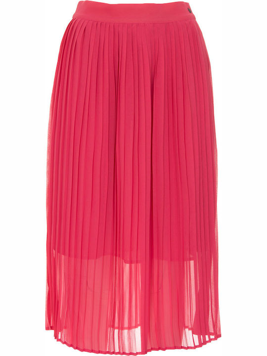 Plisat Midi Fustă Fuchsia