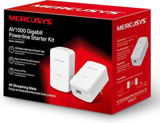 Mercusys MP500 KIT v1 Powerline Double Wired and 2 Gigabit Ethernet Ports