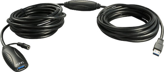 Lindy USB 3.0 Cable USB-A male - USB-A female Μαύρο 10m 43156