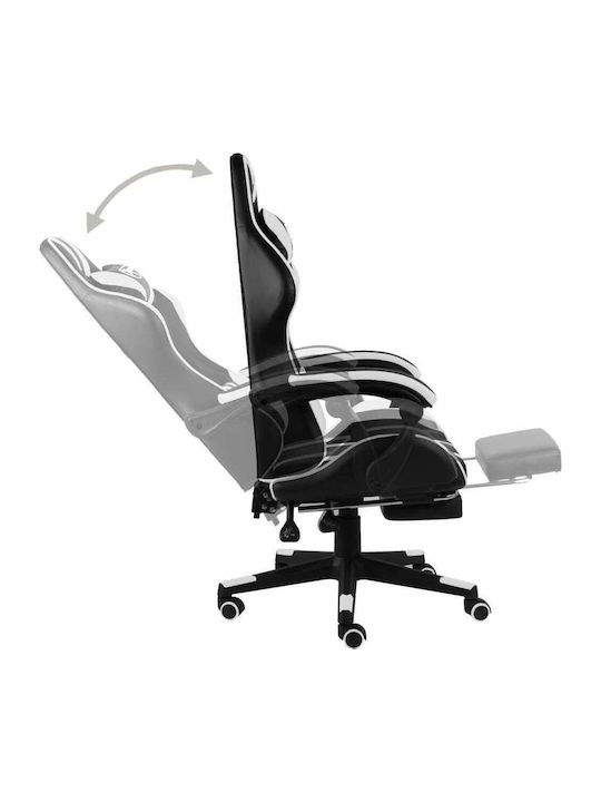vidaXL Racing Artificial Leather Gaming Chair with Footrest Black/White Stripes