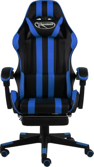 vidaXL Racing Artificial Leather Gaming Chair with Footrest Blue