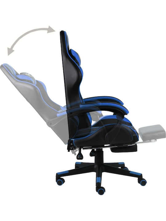 vidaXL Racing Artificial Leather Gaming Chair with Footrest Blue