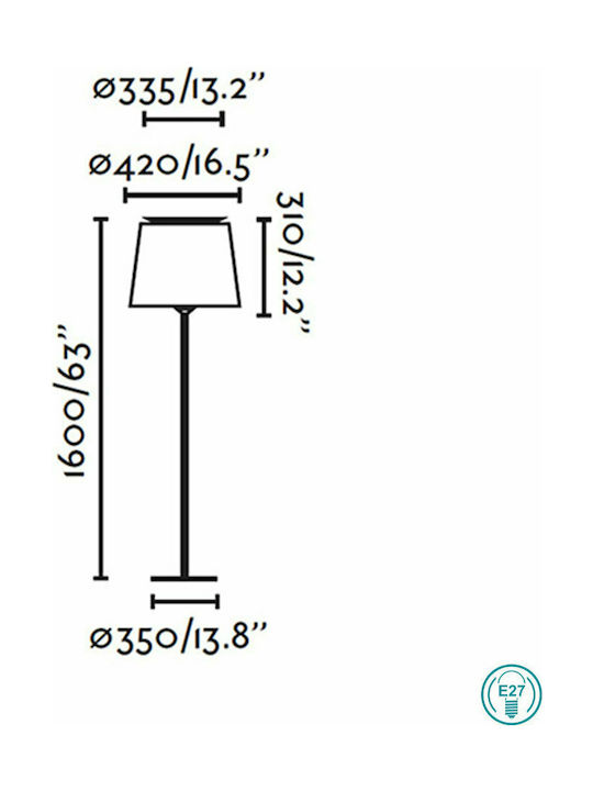 Faro Barcelona Savoy Подова Лампа В160xД42см. с Цокъл за Крушка E27 Черен