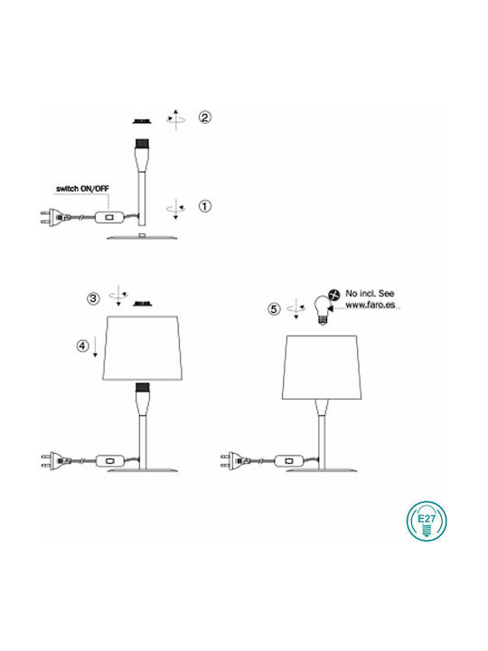 Faro Barcelona Mambo Metal Vintage Table Lamp for Socket E27 LED with Brown Shade and Black Base