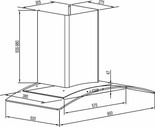 Gruppe Levante 90 Απορροφητήρας Καμινάδα 90cm Inox