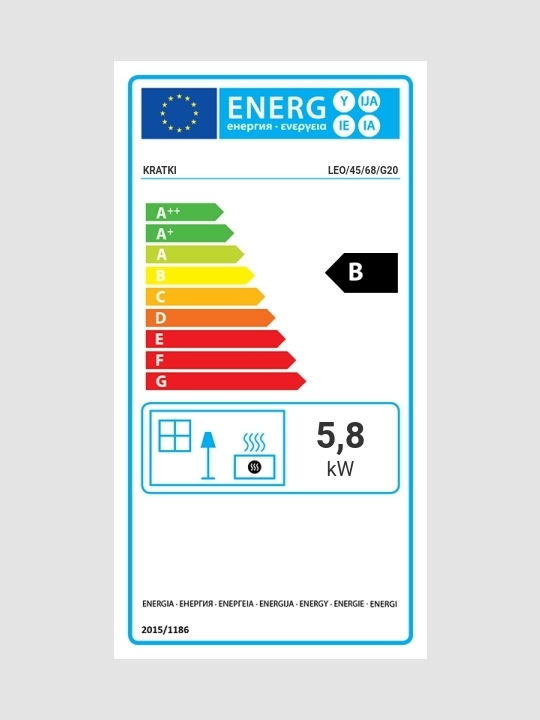 Kratki Leo 45 68 G20 Șemineu cu inserție Gaz 5.8kW Drept cu ușă fixă